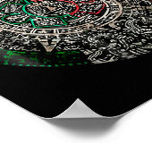 Azteekse kalender Zonsteen Mexicaanse Kunst Gravur Poster (Hoek)
