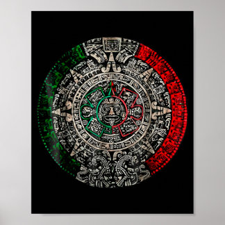 Azteekse kalender Zonsteen Mexicaanse kunst Snijwe Poster