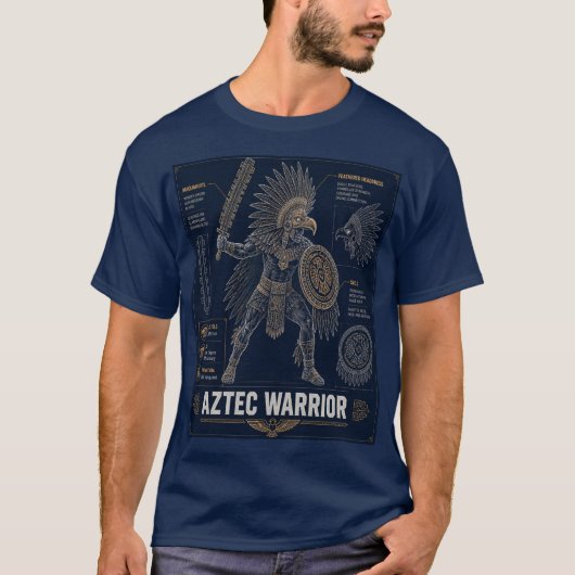 Azteekse krijger blueprint T-shirt (Voorkant)