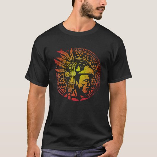 Azteekse krijger koning Mexicaanse inheemse kunst  T-shirt (Voorkant)