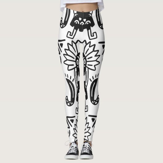 Azteekse Kunst - Hagedis Patroon Leggings (Voorkant)