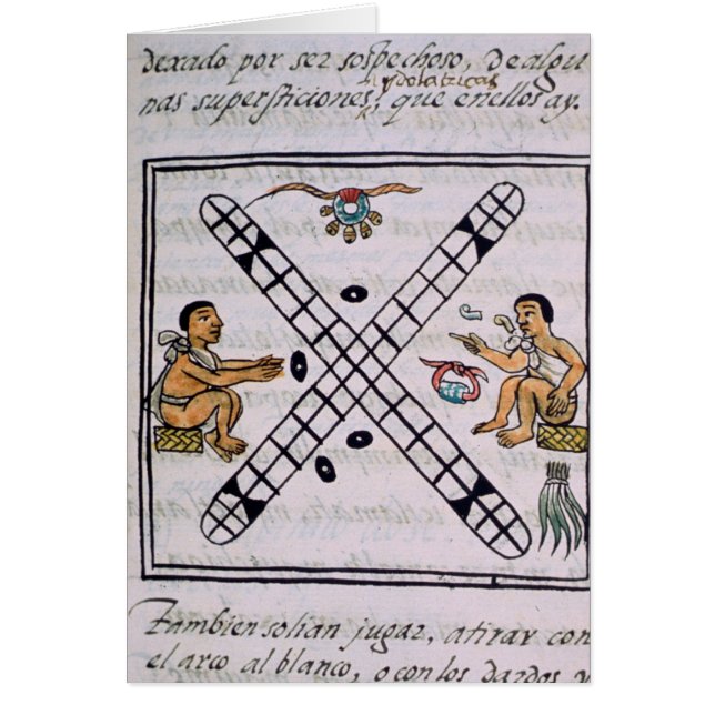 Azteekse mannen die Patoli gokken (Voorkant)