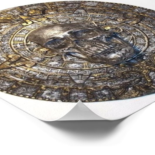 Azteekse/Maya kalender met schedel poster (Hoek)