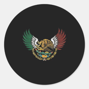 Azteekse Mexicaanse Adelaar Met Vlag van Drie Kleu Ronde Sticker