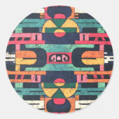 Azteekse motief ronde sticker (Voorkant)