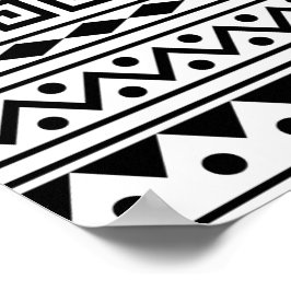 Azteekse patroon Poster in zwart-wit kleur