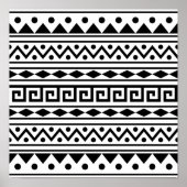 Azteekse patroon Poster in zwart-wit kleur (Voorkant)