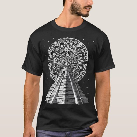 Azteekse piramidekalender t-shirt (Voorkant)