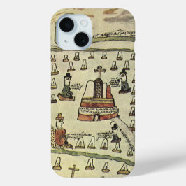 Azteekse Rijk van Montezuma, Antieke Wereldkaart, iPhone 15 Case