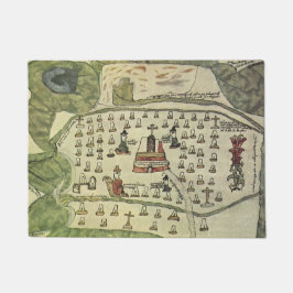 Azteekse Rijk van Montezuma, Antieke Wereldkaart, Deurmat