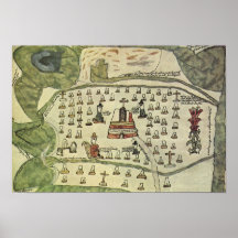 Azteekse Rijk van Montezuma, Antieke Wereldkaart, 