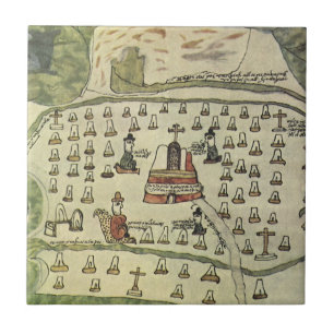 Azteekse Rijk van Montezuma, Antieke Wereldkaart, Tegeltje