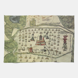 Azteekse Rijk van Montezuma, Antieke Wereldkaart, Theedoek