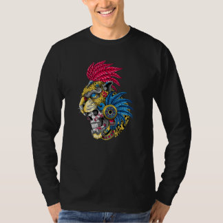 Azteekse Schedel Jaguar Krijger Masker Oude Mayan  T-shirt