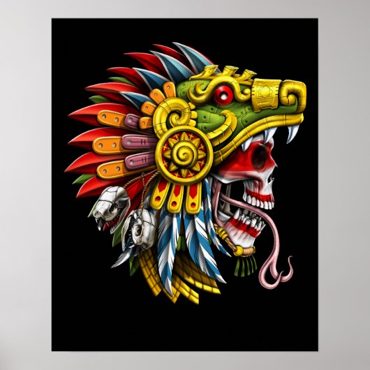 Azteekse serpent schedel krijger poster (Voorkant)