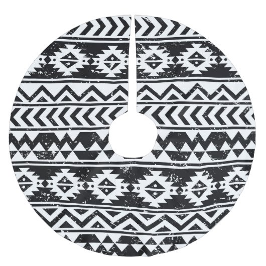 Azteekse stam: grunge wit patroon. kerstboom rok (Voorkant)