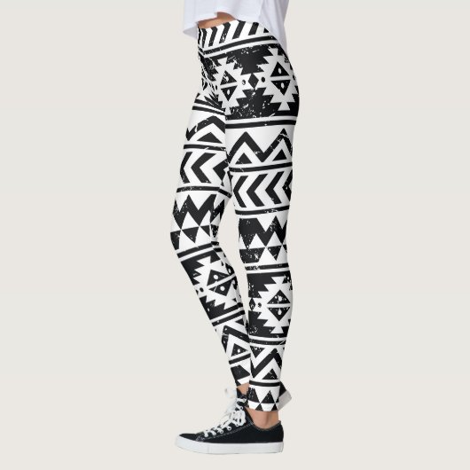 Azteekse stam: grunge wit patroon. leggings (Links)
