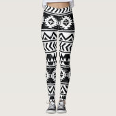 Azteekse stam: grunge wit patroon. leggings (Voorkant)