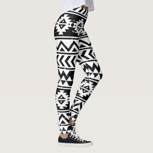 Azteekse stam: grunge wit patroon. leggings (Rechts)
