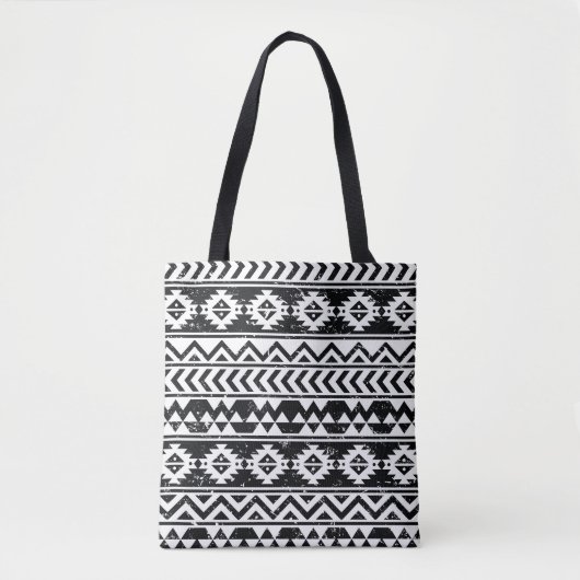 Azteekse stam: grunge wit patroon. tote bag (Voorkant)