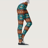 Azteekse Stam Patroon Blauw Leggings (Rechts)