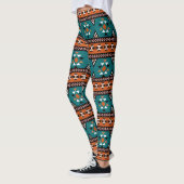 Azteekse Stam Patroon Blauw Leggings (Links)