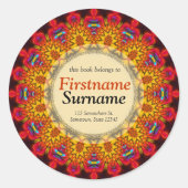 Azteekse stam-patroonboeklabelsticker ronde sticker (Voorkant)