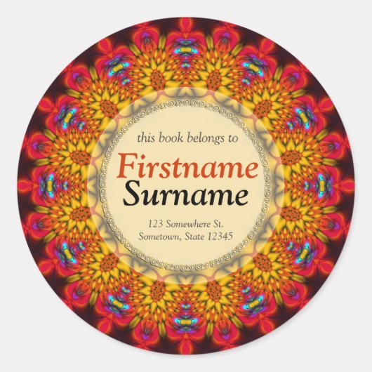 Azteekse stam-patroonboeklabelsticker ronde sticker (Voorkant)