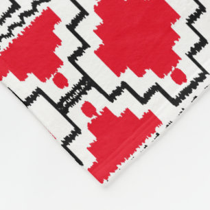 Azteekse Stammen van Ikat - Rood, Zwart-wit Fleece Deken