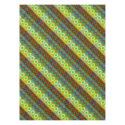 Azteekse stijl groen bruin tan tafelkleed (Voorkant)