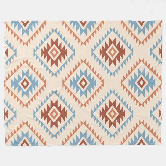 Azteekse stijl motief groot patroon blauw CRM terr Fleece Deken (Voorkant (Horizontaal))