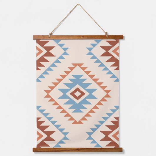 Azteekse stijl motief LG patroon blauwe CRM terrac Hangend Wandkleed (Voorkant)