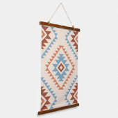 Azteekse stijl motief LG patroon blauwe CRM terrac Hangend Wandkleed (Gebogen)