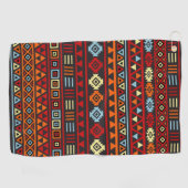 Azteekse stijl patroon Sinaasappel Geel Blauw Rood Golfhanddoek (Horizontaal)
