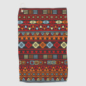 Azteekse stijl patroon Sinaasappel Geel Blauw Rood Golfhanddoek (Voorkant)