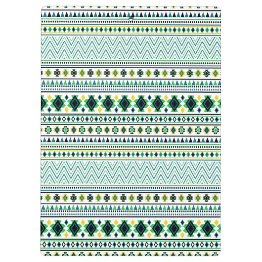 Azteekse stijl Tribal Pattern Wit Blauw Groen Klembord (Achterkant)
