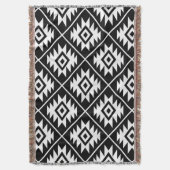 Azteekse symbool gestileerde grote ptn wit op zwar deken (Voorkant Verticaal)