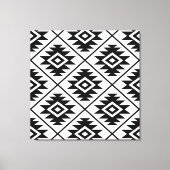 Azteekse symbool gestileerde grote ptn zwart op wi canvas afdruk (Voorkant)