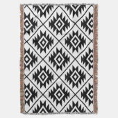 Azteekse symbool gestileerde grote ptn zwart op wi deken (Voorkant Verticaal)