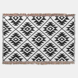 Azteekse symbool gestileerde grote ptn zwart op wi deken