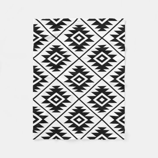 Azteekse symbool gestileerde grote ptn zwart op wi fleece deken (Voorkant)