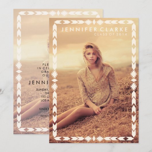 AZTEEKSE TRIBAL AFSTUDEERDER | UITNODIGING AFSTUDE (Voorkant / Achterkant)