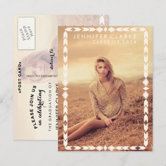 AZTEEKSE TRIBAL AFSTUDEERDER | UITNODIGING AFSTUDE (Voorkant / Achterkant)