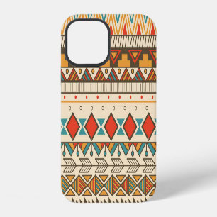 Azteekse Tribale Gestreepte Vintage Illustratie iPhone 12 Hoesje