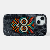 Azteekse Uil iPhone 15 Case (Achterkant horizontaal)