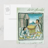 Azteekse veren ambachtslieden aan het werk briefkaart (Voorkant / Achterkant)
