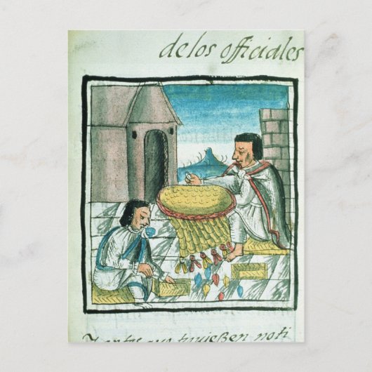 Azteekse veren ambachtslieden aan het werk briefkaart (Voorkant)