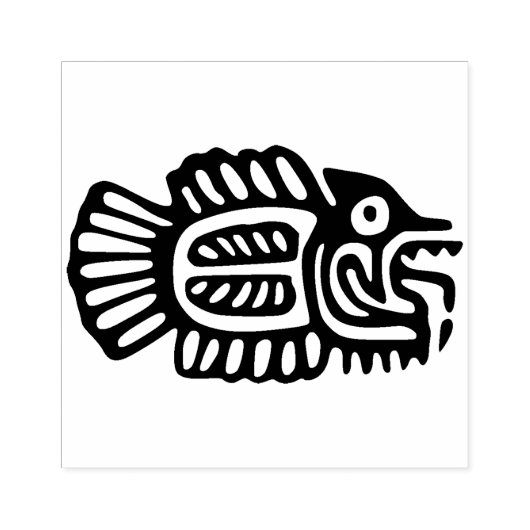 Azteekse viskunst stempel (Afrduk)