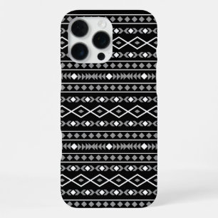 Azteekse vormen patroon grijs wit zwart iPhone 16 pro max hoesje