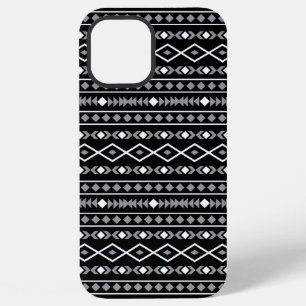 Azteekse vormen patroon wit grijs zwart iPhone 12 pro max hoesje